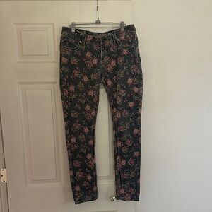 Miss Me Black and Pink Floral Skinny Jeans